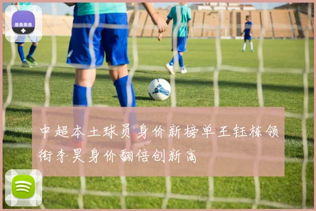 中超本土球员身价新榜单王钰栋领衔李昊身价翻倍创新高